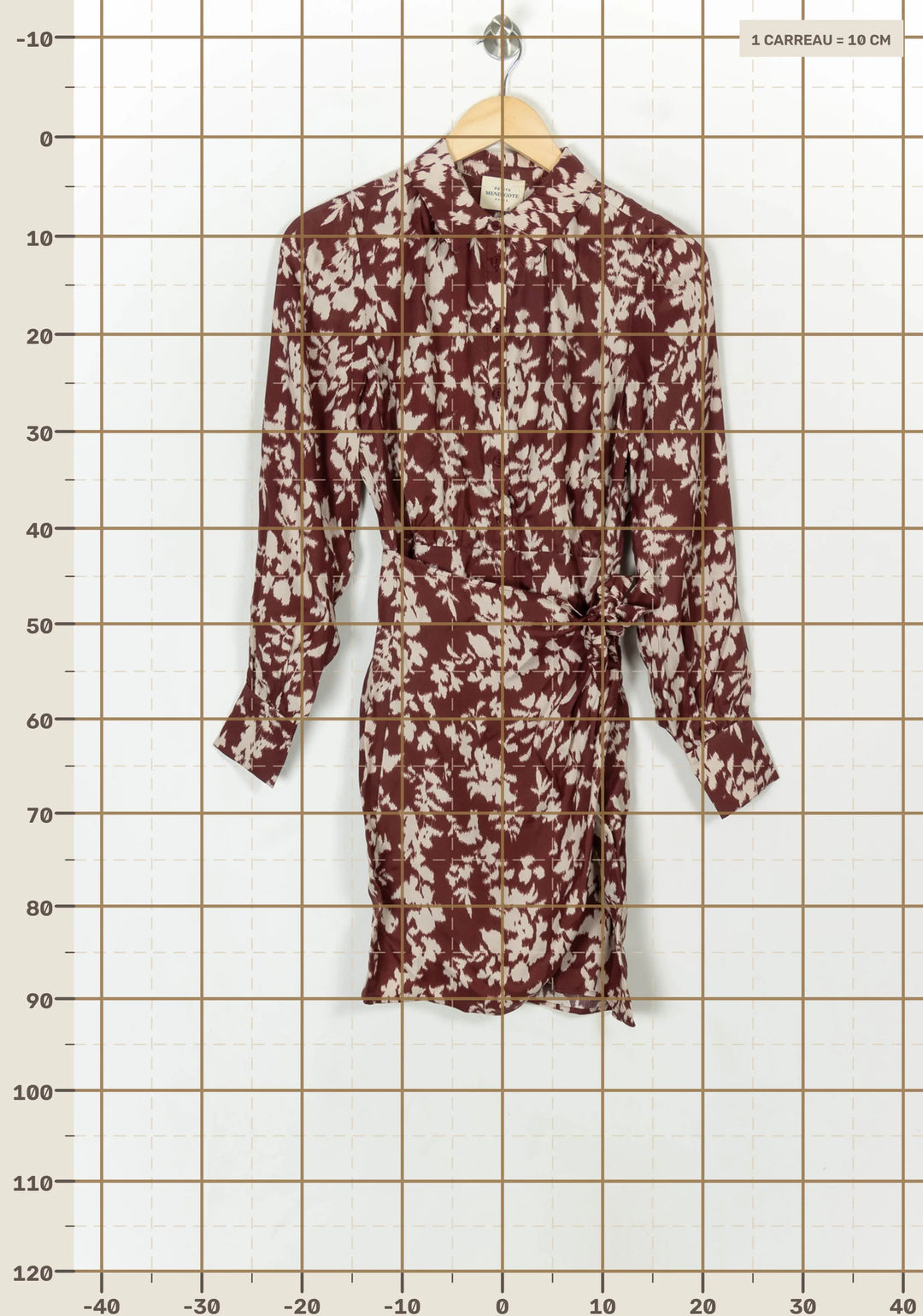 Robe Portefeuille Bordeau et Écru - Taille XS/34 de la marque Petite Mendigote | PARAD119586 - Vendu par Paradigme - Image 4