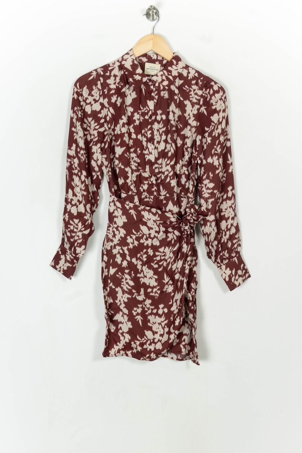 Robe Portefeuille Bordeau et Écru - Taille XS/34 de la marque Petite Mendigote | PARAD119586 - Vendu par Paradigme - Image 2
