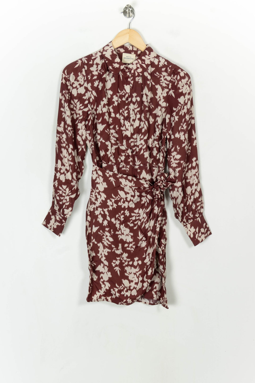 Robe Portefeuille Bordeau et Écru - Taille XS/34 de la marque Petite Mendigote | PARAD119586 - Vendu par Paradigme - Image 2
