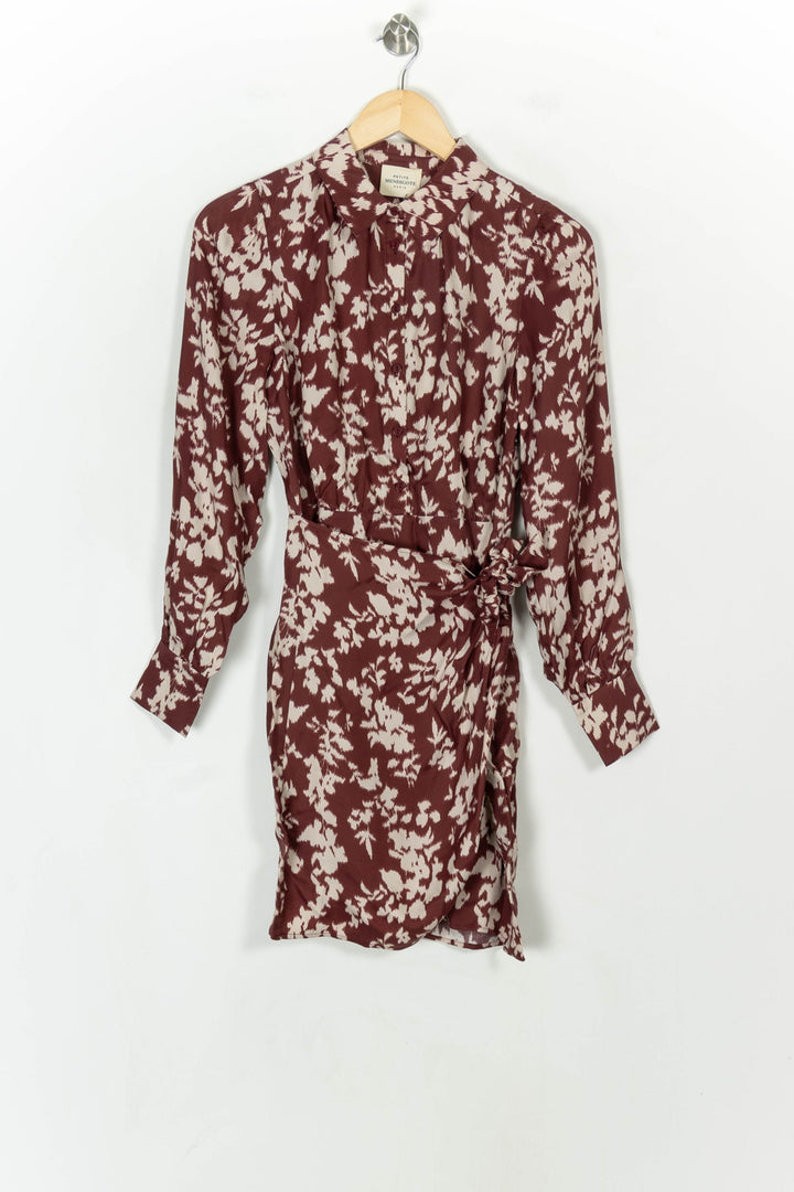Robe Portefeuille Bordeau et Écru - Taille XS/34 de la marque Petite Mendigote | PARAD119586 - Vendu par Paradigme - Image 2