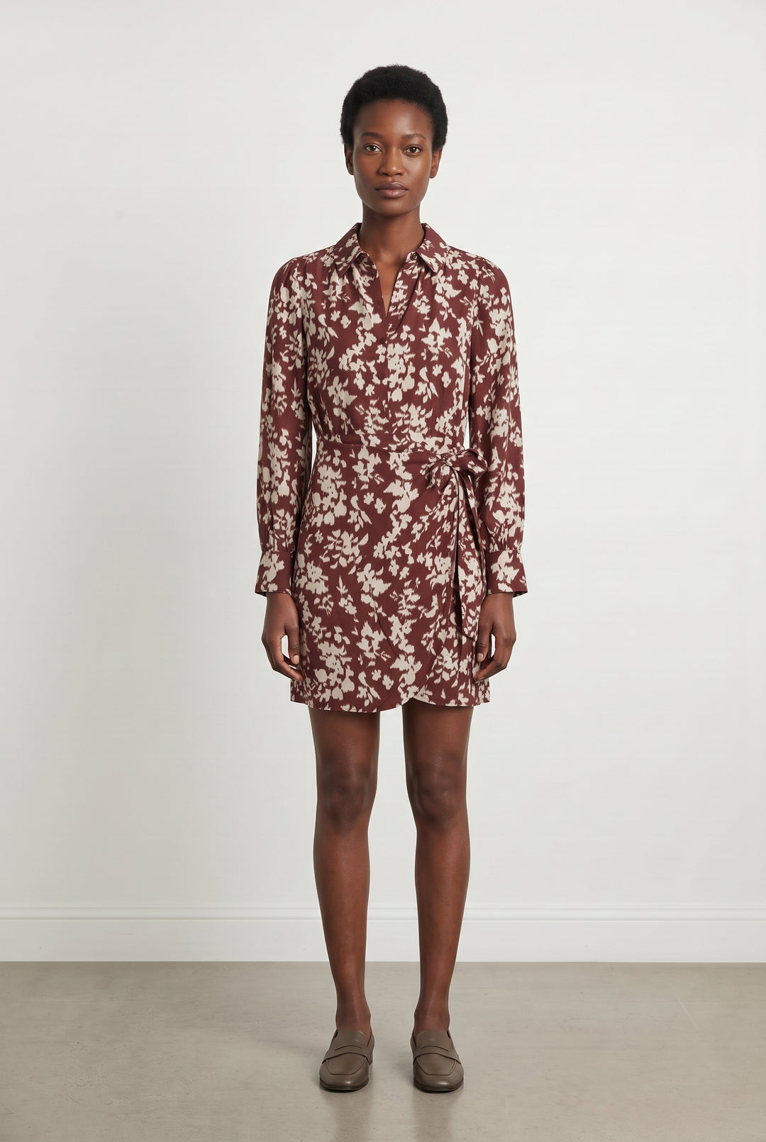 Robe Portefeuille Bordeaux et Beige - Taille XS/34 de la marque Petite Mendigote | PARAD119592 - Vendu par Paradigme - Image 1