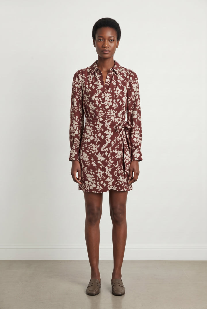 Robe Portefeuille Bordeaux et Beige - Taille XS/34 de la marque Petite Mendigote | PARAD119592 - Vendu par Paradigme - Image 1