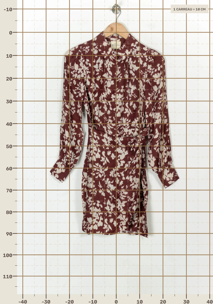 Robe Portefeuille Bordeaux et Beige - Taille XS/34 de la marque Petite Mendigote | PARAD119592 - Vendu par Paradigme - Image 4