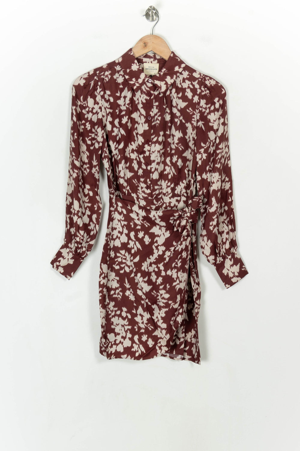 Robe Portefeuille Bordeaux et Beige - Taille XS/34 de la marque Petite Mendigote | PARAD119592 - Vendu par Paradigme - Image 2