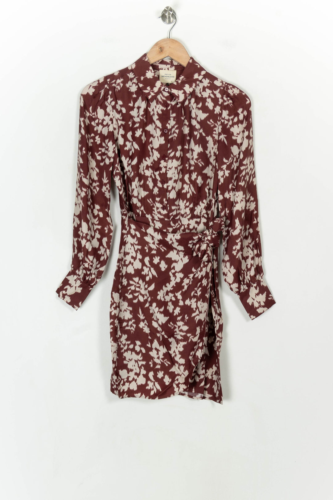 Robe Portefeuille Bordeaux et Beige - Taille XS/34 de la marque Petite Mendigote | PARAD119592 - Vendu par Paradigme - Image 2