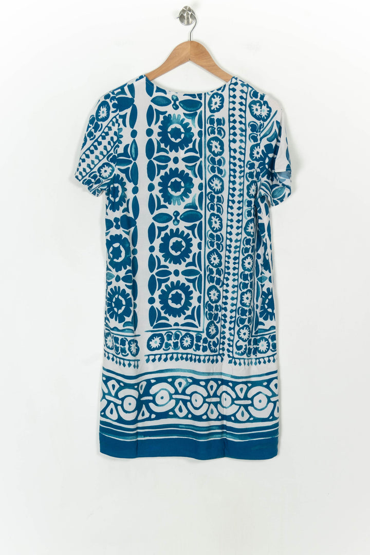 Robe Droite Bleu et Blanc - Taille M/38 de la marque La Fée Maraboutée | PARAD119593 - Vendu par Paradigme - Image 5