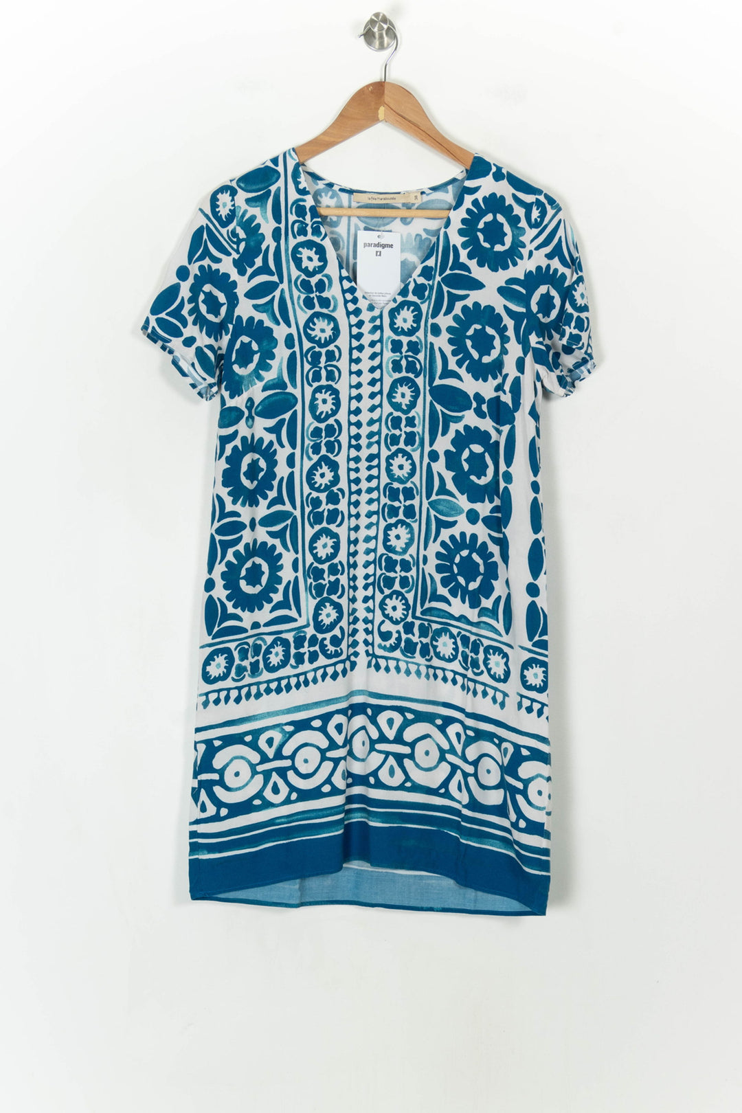 Robe Droite Bleu et Blanc - Taille M/38 de la marque La Fée Maraboutée | PARAD119593 - Vendu par Paradigme - Image 2