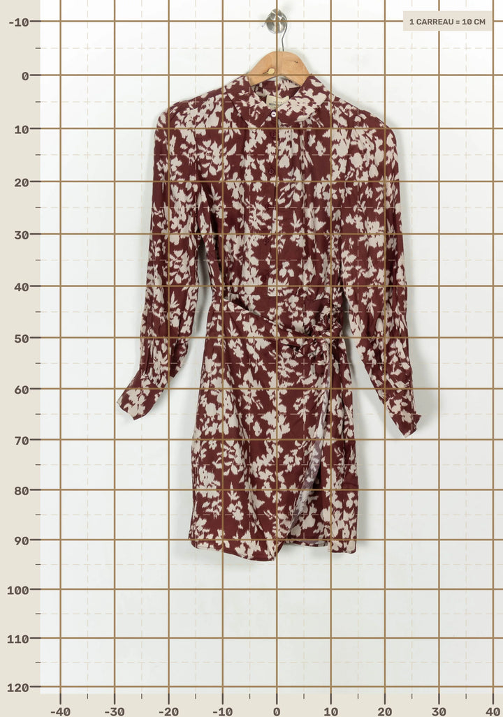 Robe Portefeuille Bordeaux et Blanche - Taille XS/34 de la marque Petite Mendigote | PARAD119596 - Vendu par Paradigme - Image 4