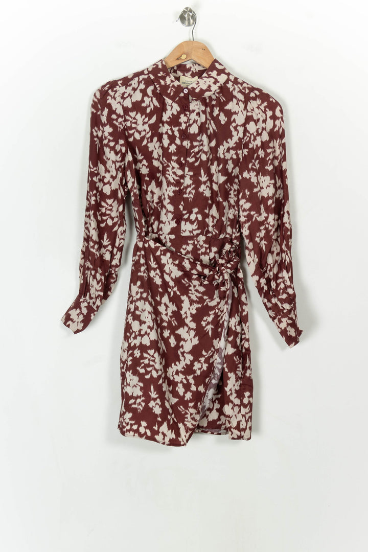 Robe Portefeuille Bordeaux et Blanche - Taille XS/34 de la marque Petite Mendigote | PARAD119596 - Vendu par Paradigme - Image 2
