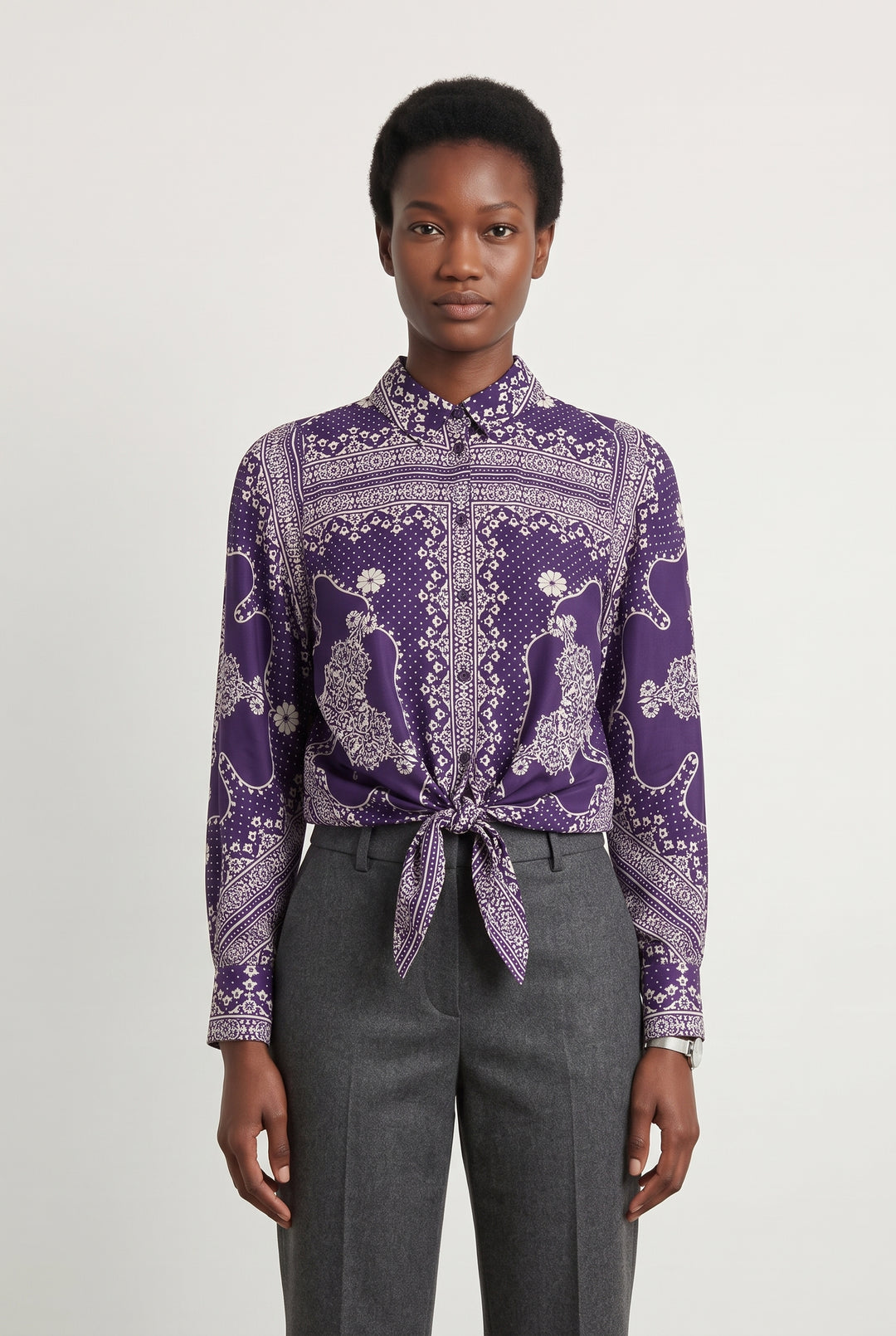 Chemise Violette et Blanche - Taille S/36 de la marque Petite Mendigote | PARAD119605 - Vendu par Paradigme - Image 1
