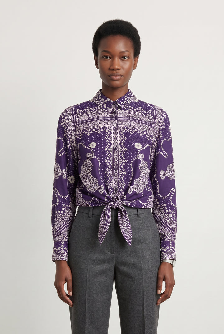 Chemise Violette et Blanche - Taille S/36 de la marque Petite Mendigote | PARAD119605 - Vendu par Paradigme - Image 1