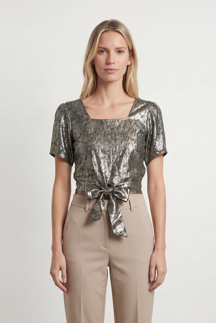 Blouse Métallisée Noir et Doré - Taille S/36 de la marque Petite Mendigote | PARAD119612 - Vendu par Paradigme - Image 1