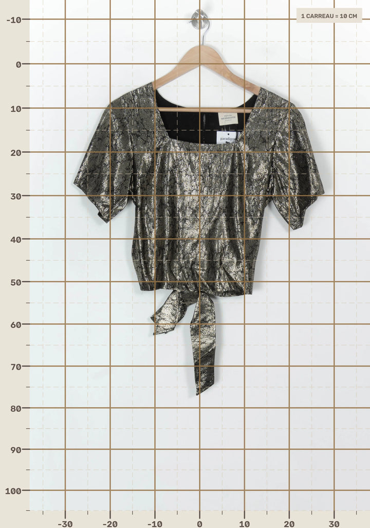 Blouse Métallisée Noir et Doré - Taille S/36 de la marque Petite Mendigote | PARAD119612 - Vendu par Paradigme - Image 4
