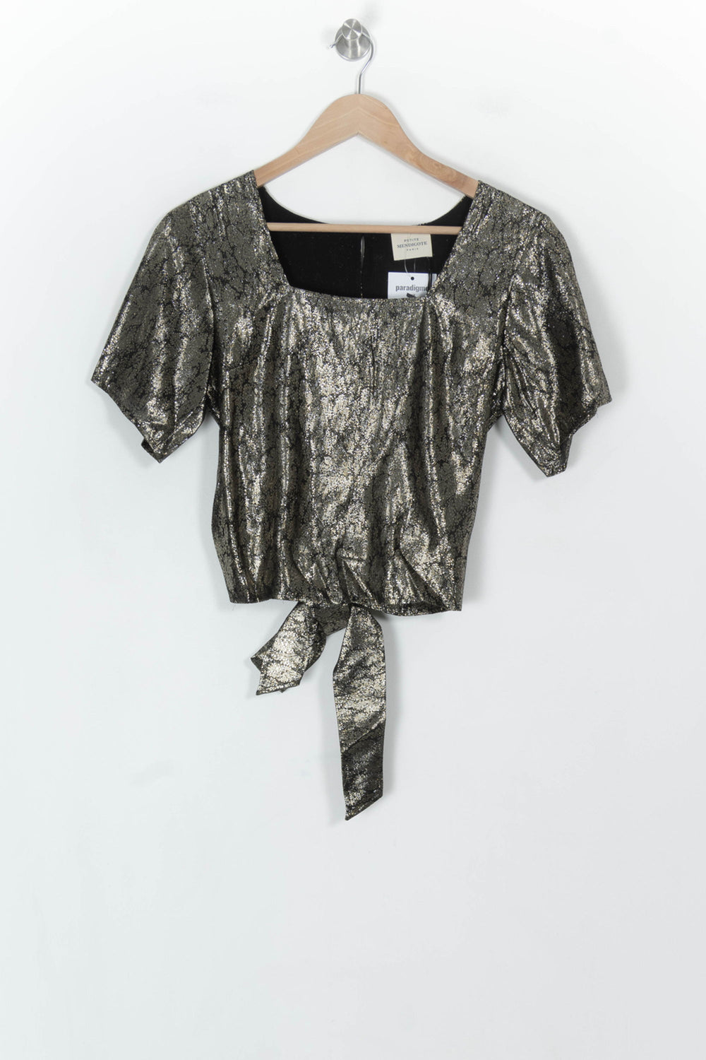 Blouse Métallisée Noir et Doré - Taille S/36 de la marque Petite Mendigote | PARAD119612 - Vendu par Paradigme - Image 2