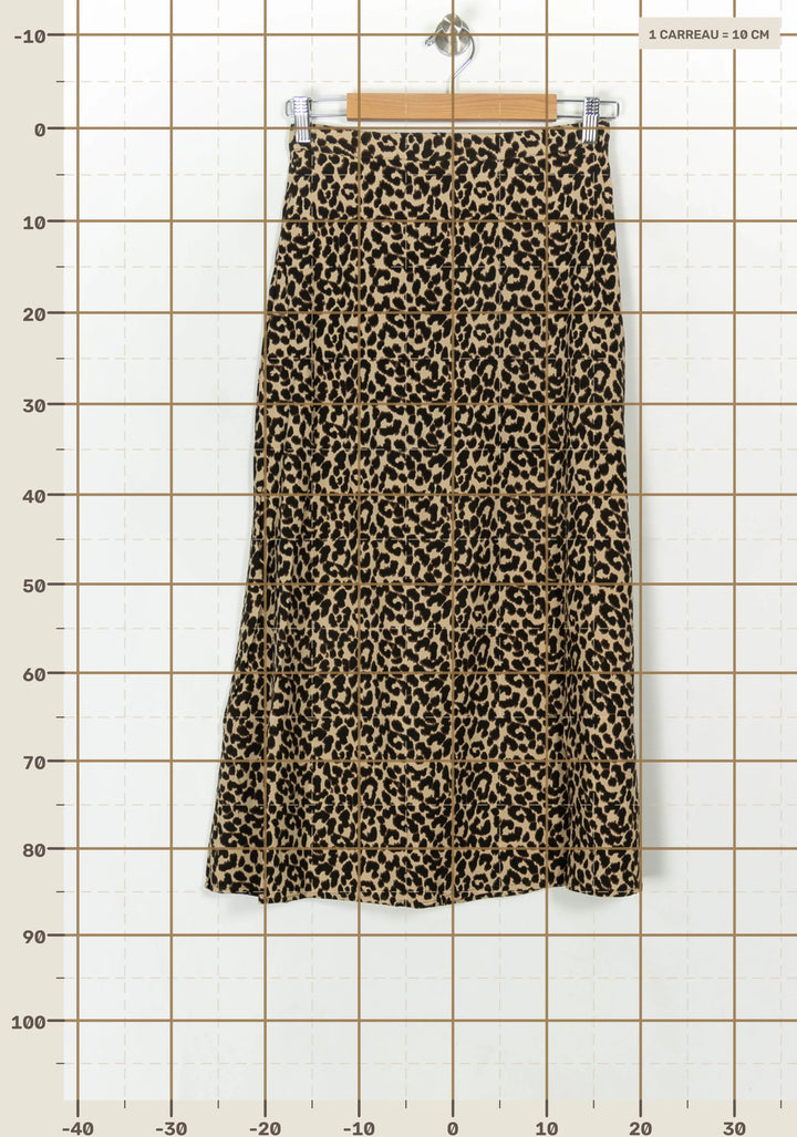 Jupe Midi Léopard Beige et Noir - Taille XS/34 de la marque Petite Mendigote | PARAD119614 - Vendu par Paradigme - Image 4
