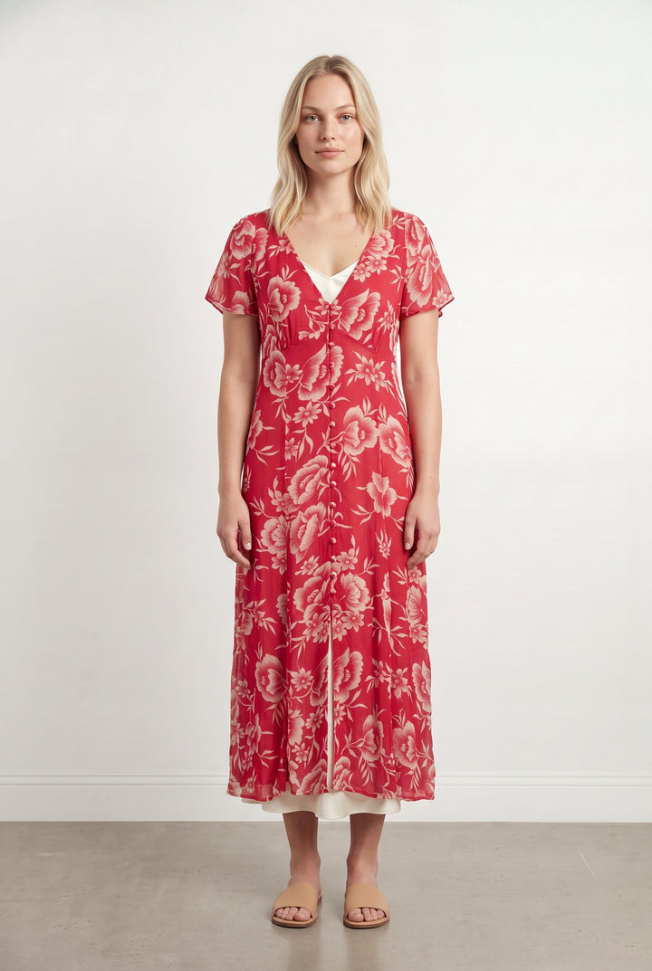 Robe Longue Rouge et Blanche - Taille L/40 de la marque Petite Mendigote | PARAD119617 - Vendu par Paradigme - Image 1