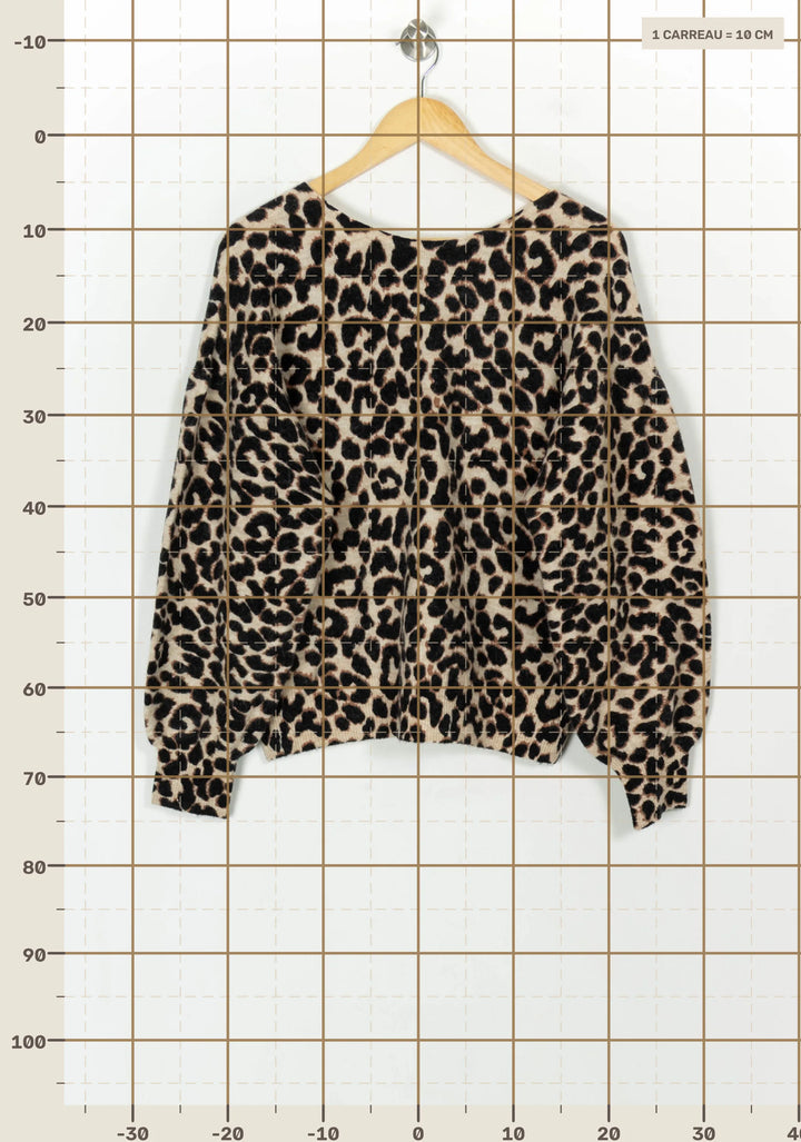 Pull Léopard Beige et Noir - Taille XL/42 de la marque Petite Mendigote | PARAD119628 - Vendu par Paradigme - Image 4