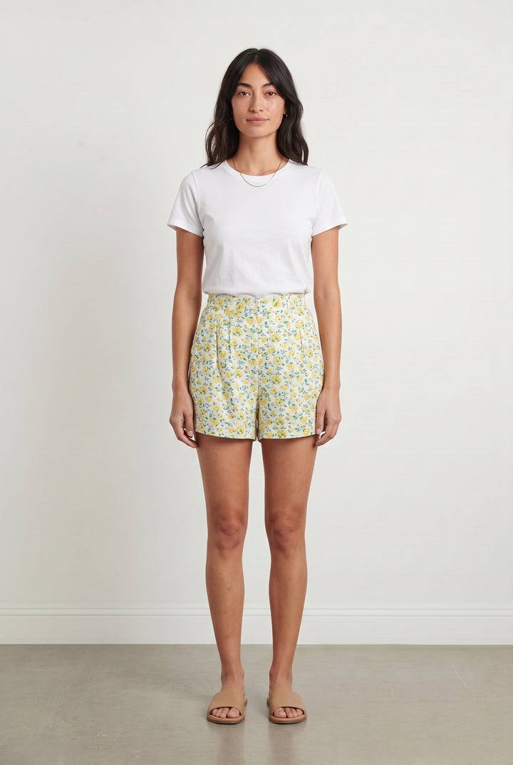 Short Fleuri Blanc et Jaune - Taille XS/34 de la marque Petite Mendigote | PARAD119659 - Vendu par Paradigme - Image 1