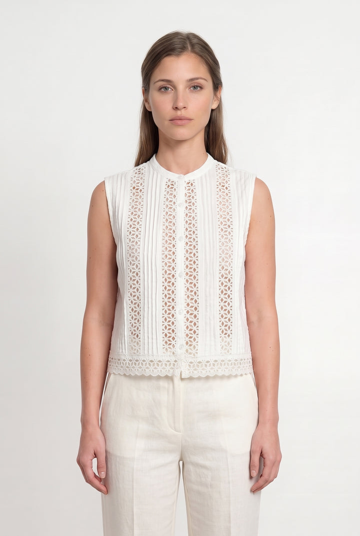 Blouse Sans Manches Beige - Taille S/36 de la marque Petite Mendigote | PARAD119674 - Vendu par Paradigme - Image 1