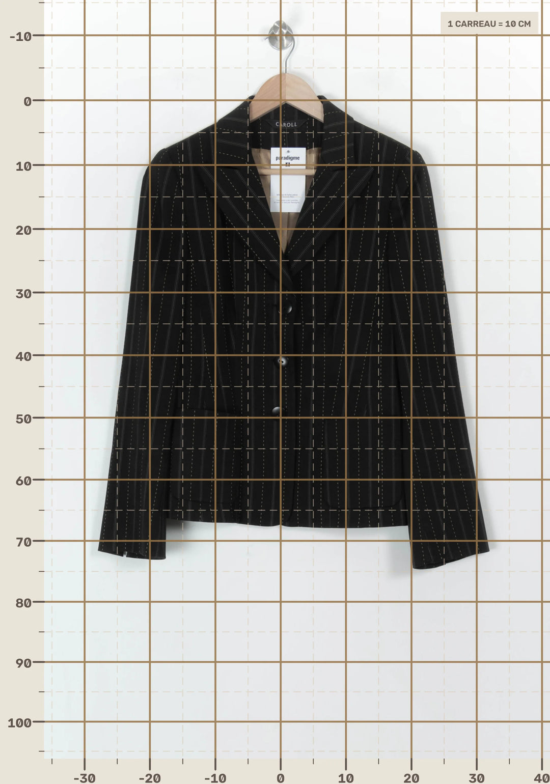 Veste Noire à Rayures - Taille L/40 de la marque Caroll | PARAD119729 - Vendu par Paradigme - Image 4