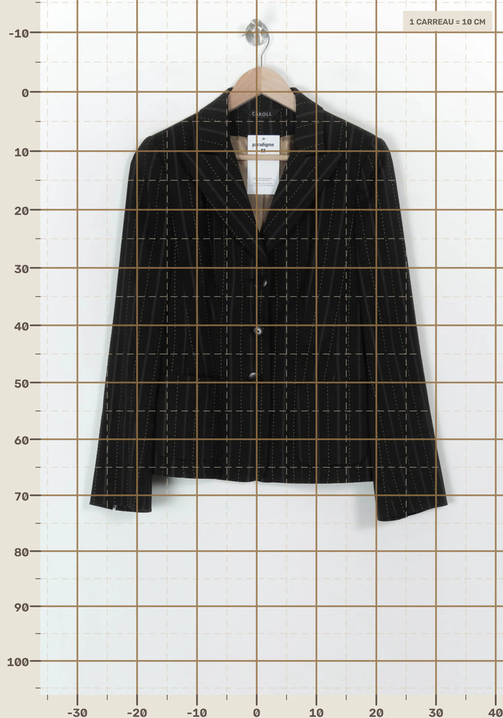 Veste Noire à Rayures - Taille L/40 de la marque Caroll | PARAD119729 - Vendu par Paradigme - Image 4