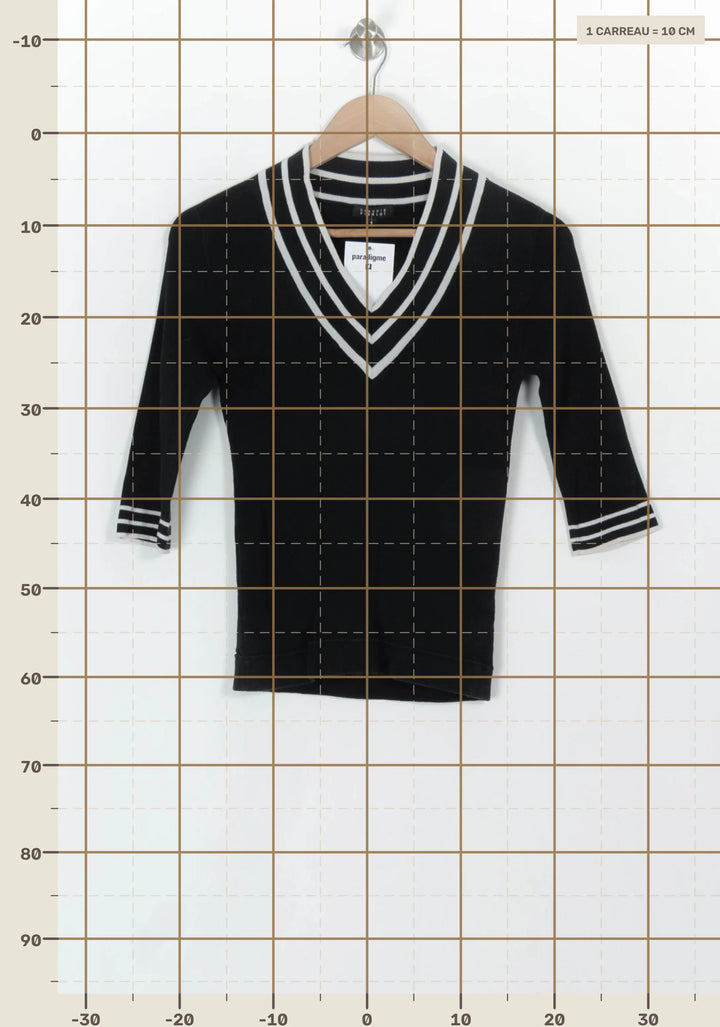 Pull Noir et Blanc - Taille S/36 de la marque Claudie Pierlot | PARAD119732 - Vendu par Paradigme - Image 4