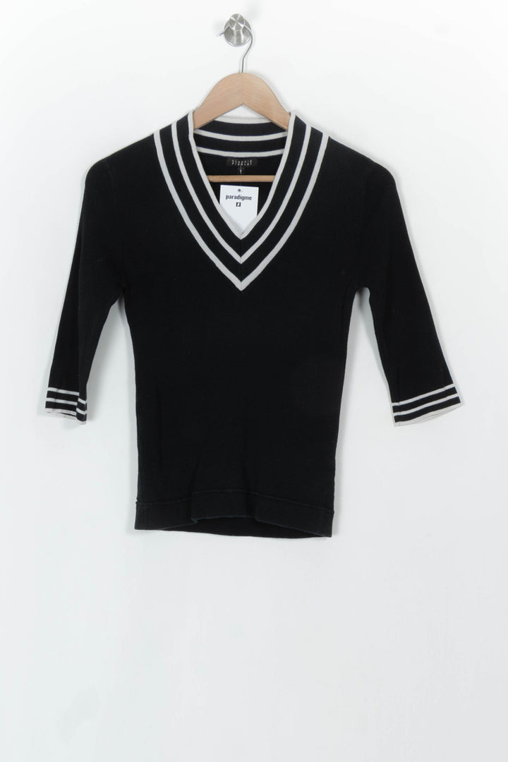 Pull Noir et Blanc - Taille S/36 de la marque Claudie Pierlot | PARAD119732 - Vendu par Paradigme - Image 2