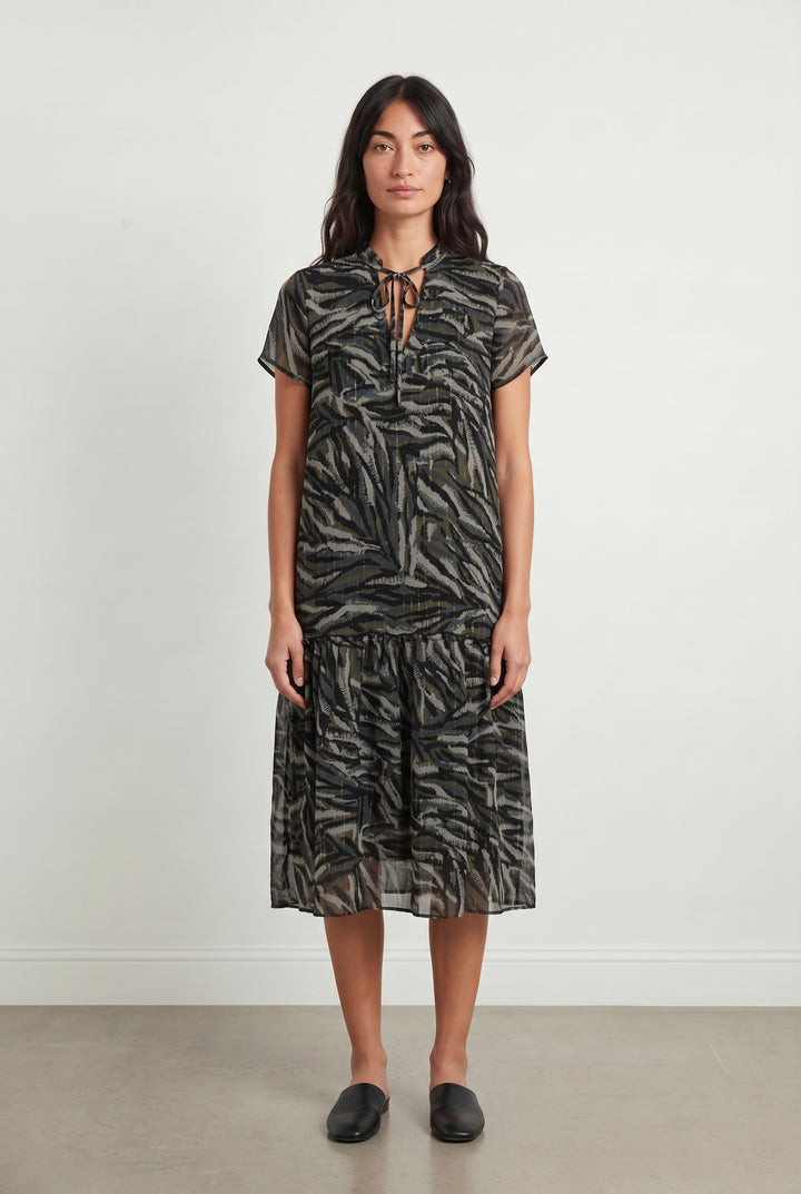 Robe Imprimée Noire et Verte - Taille M/38 de la marque IKKS | PARAD119744 - Vendu par Paradigme - Image 1