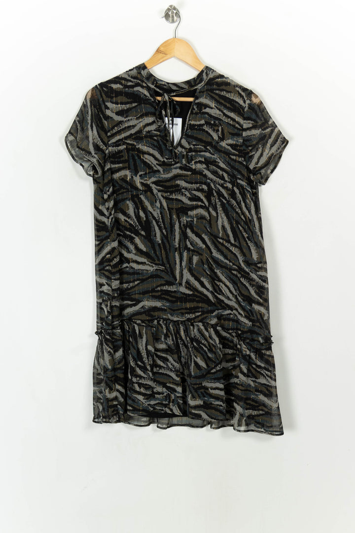Robe Imprimée Noire et Verte - Taille M/38 de la marque IKKS | PARAD119744 - Vendu par Paradigme - Image 2