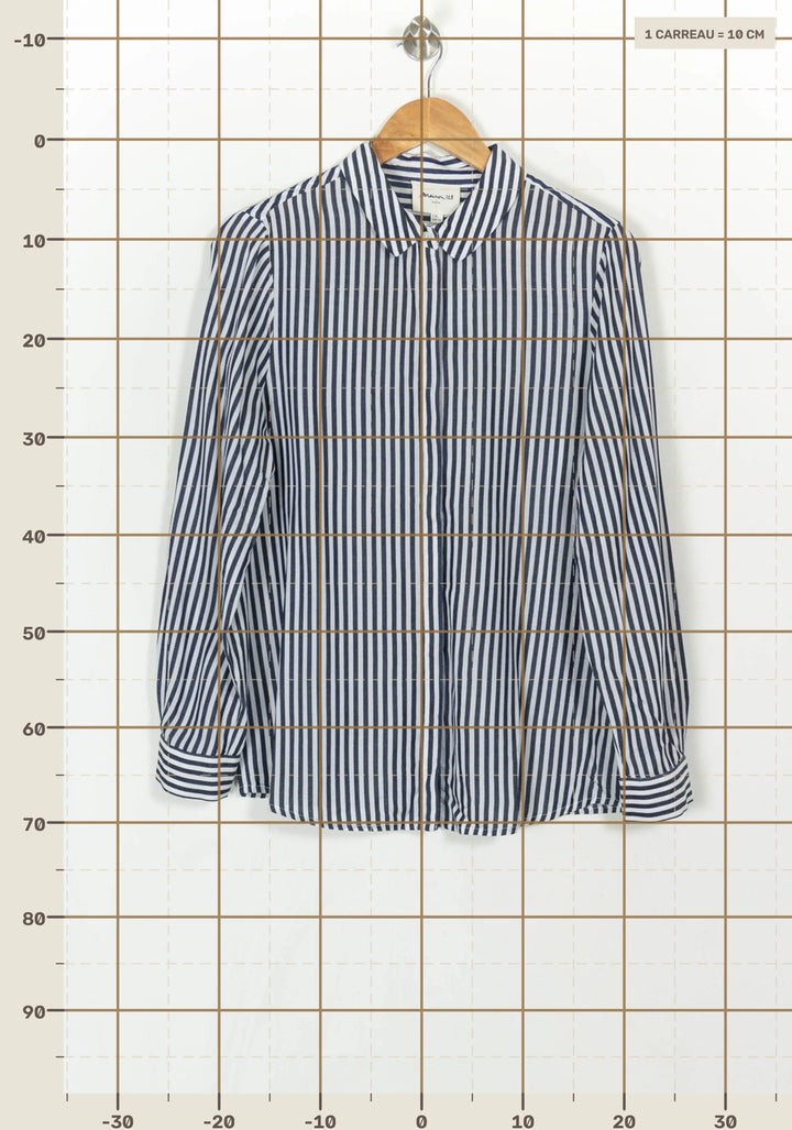 Chemise Rayée Bleue et Blanche - Taille S/36 de la marque Maison 123 | PARAD119745 - Vendu par Paradigme - Image 4