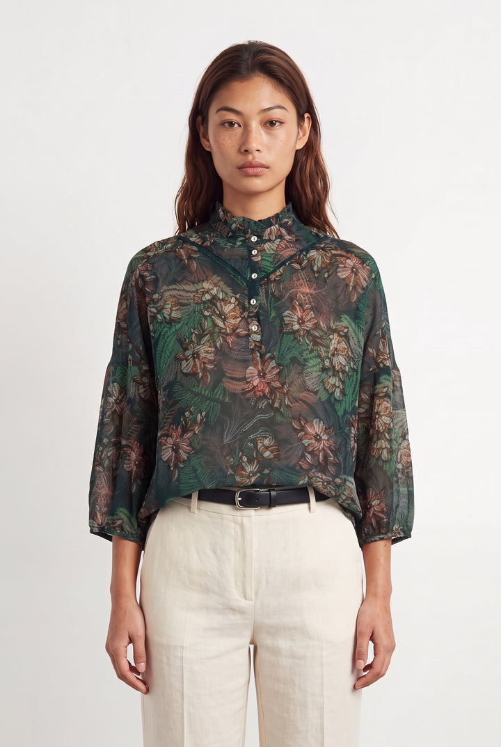 Blouse Verte et Marron - Taille S/36 de la marque One Step | PARAD119750 - Vendu par Paradigme - Image 1