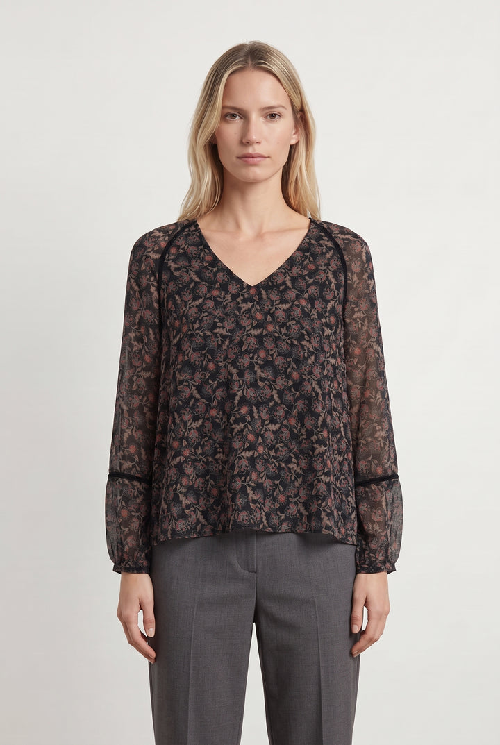 Blouse Noire et Fleurie - Taille S/36 de la marque One Step | PARAD119752 - Vendu par Paradigme - Image 1