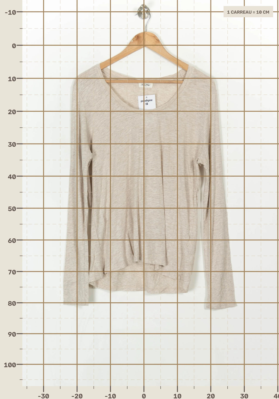 Tee-shirt manches longues Beige - Taille L/40 de la marque American Vintage | PARAD119758 - Vendu par Paradigme - Image 4