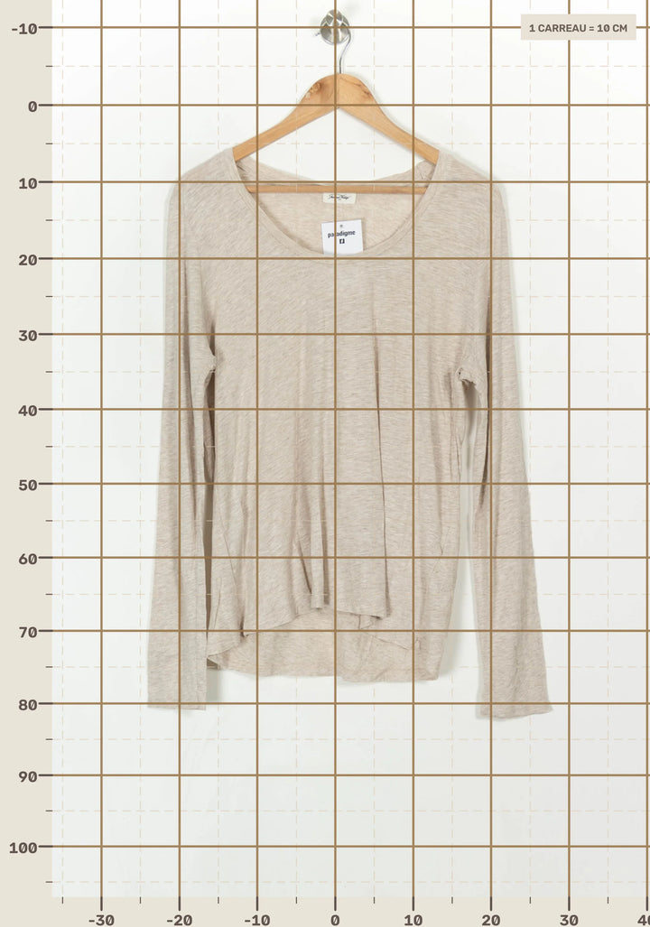 Tee-shirt manches longues Beige - Taille L/40 de la marque American Vintage | PARAD119758 - Vendu par Paradigme - Image 4