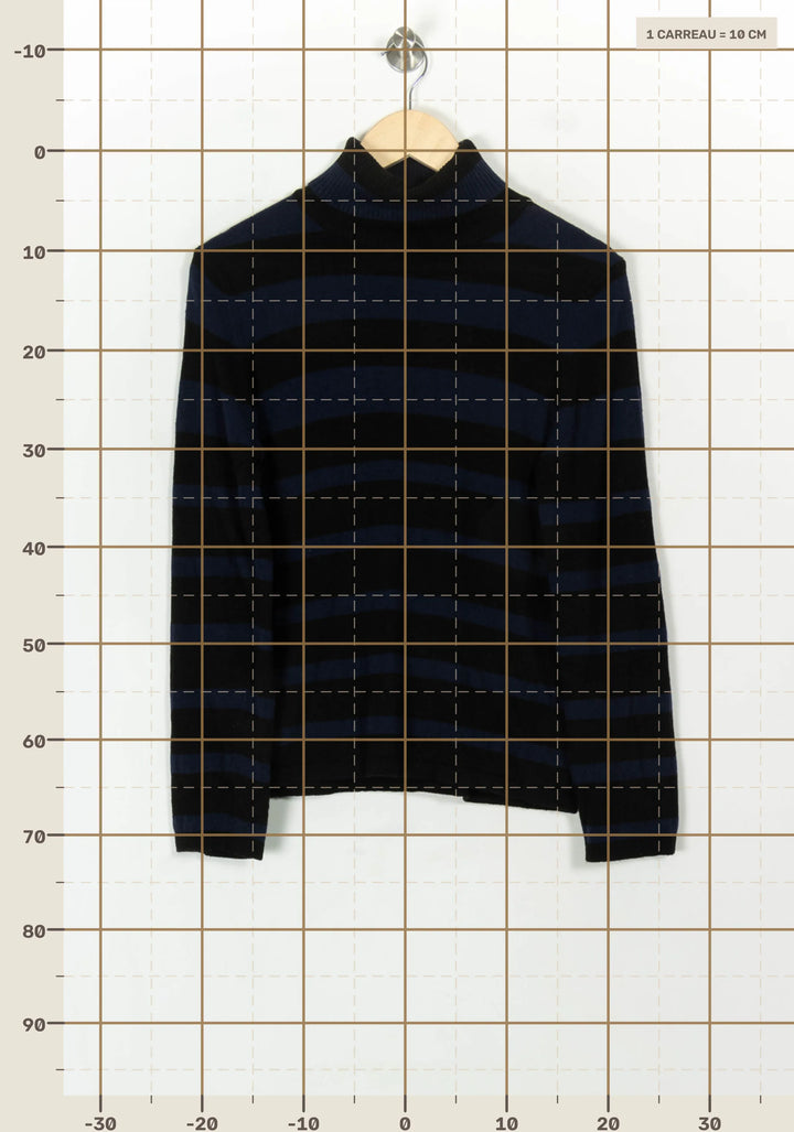 Pull Rayé Noir et Bleu - Taille M/38 de la marque La Fée Maraboutée | PARAD119797 - Vendu par Paradigme - Image 4
