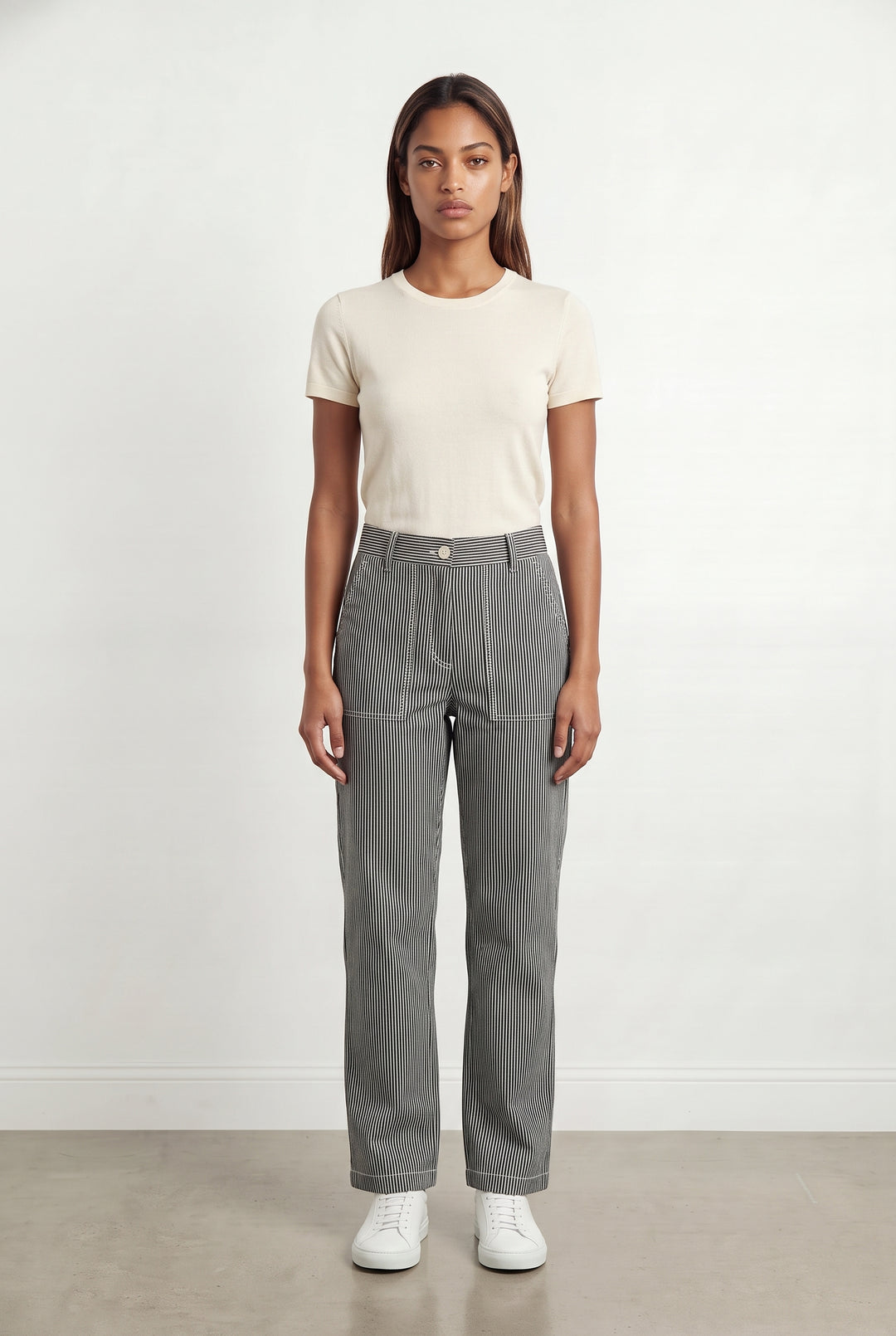 Pantalon Rayé Noir et Blanc - Taille XS/34 de la marque Maje | PARAD119838 - Vendu par Paradigme - Image 1