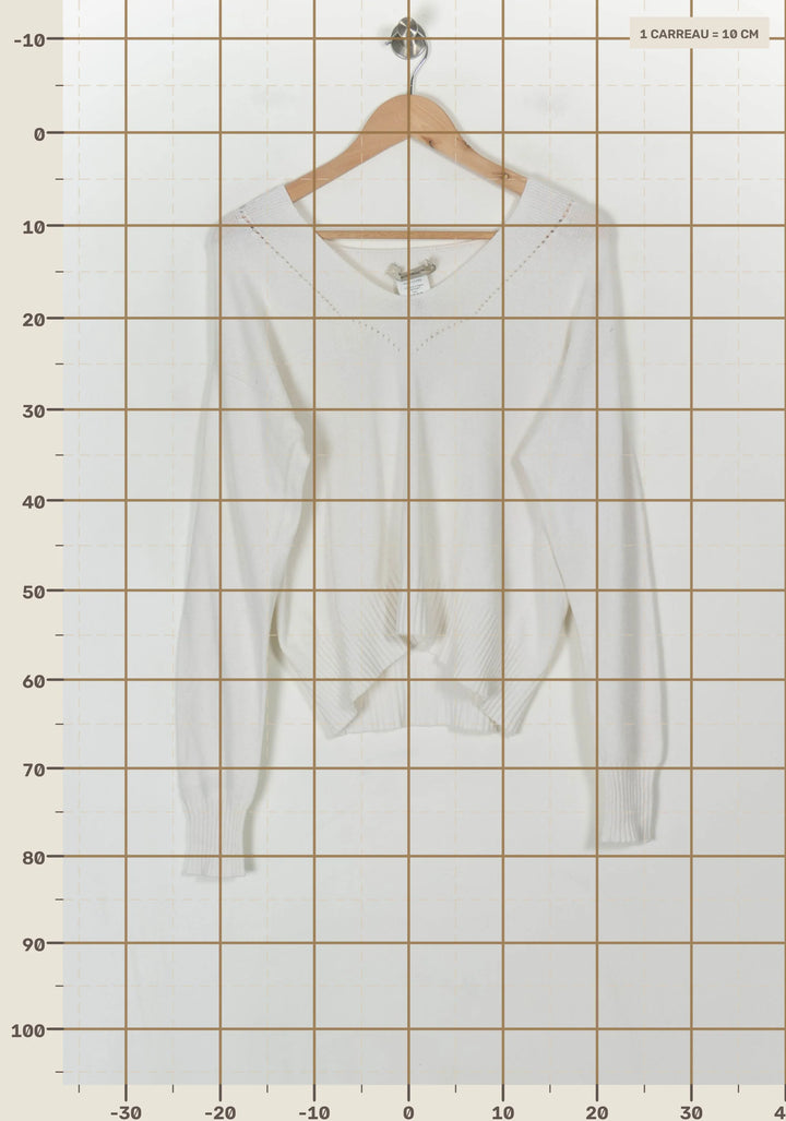 Pull Blanc - Taille M/38 de la marque La Fée Maraboutée | PARAD119857 - Vendu par Paradigme - Image 4