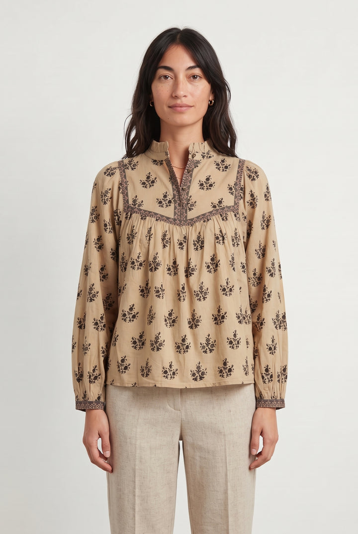 Blouse Beige et Noir - Taille XS/34 de la marque Petite Mendigote | PARAD119866 - Vendu par Paradigme - Image 1