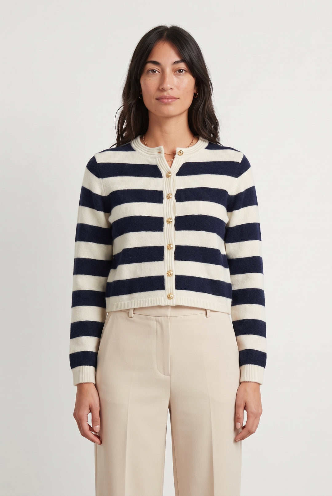 Gilet Rayé Blanc et Bleu Marine - Taille S/36 de la marque Petite Mendigote | PARAD119887 - Vendu par Paradigme - Image 1