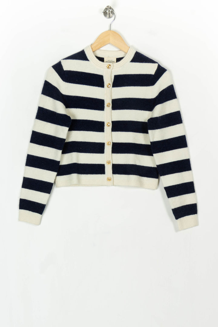 Gilet Rayé Blanc et Bleu Marine - Taille S/36 de la marque Petite Mendigote | PARAD119887 - Vendu par Paradigme - Image 2