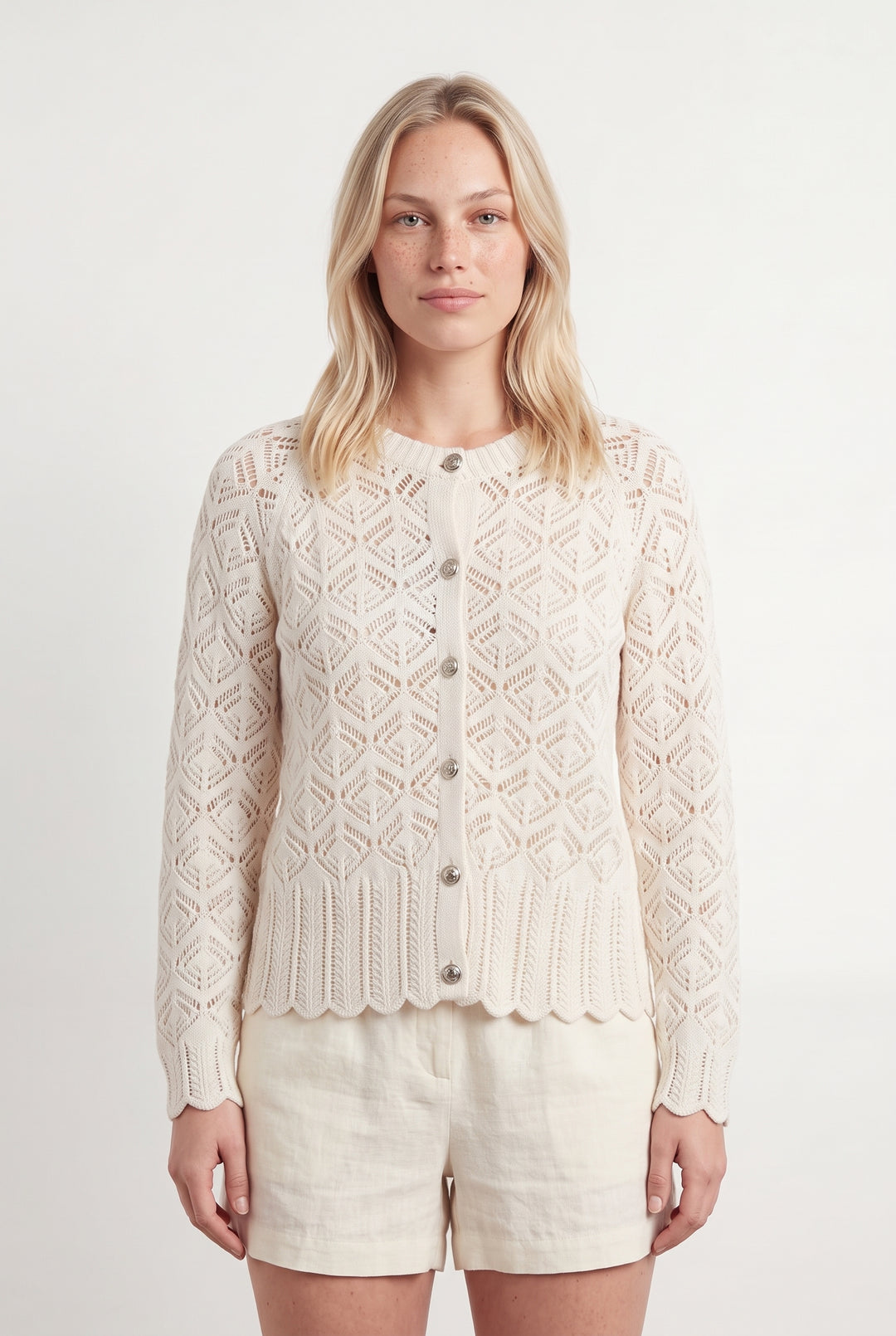 Cardigan Blanc - Taille L/40 de la marque La Fée Maraboutée | PARAD119899 - Vendu par Paradigme - Image 1