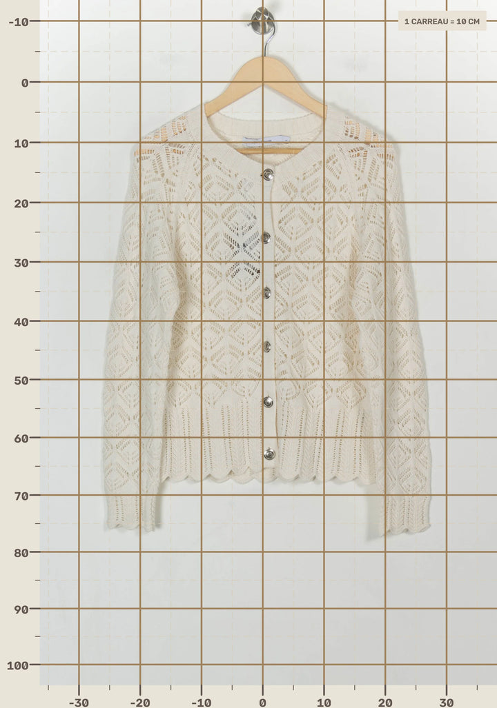 Cardigan Blanc - Taille L/40 de la marque La Fée Maraboutée | PARAD119899 - Vendu par Paradigme - Image 4