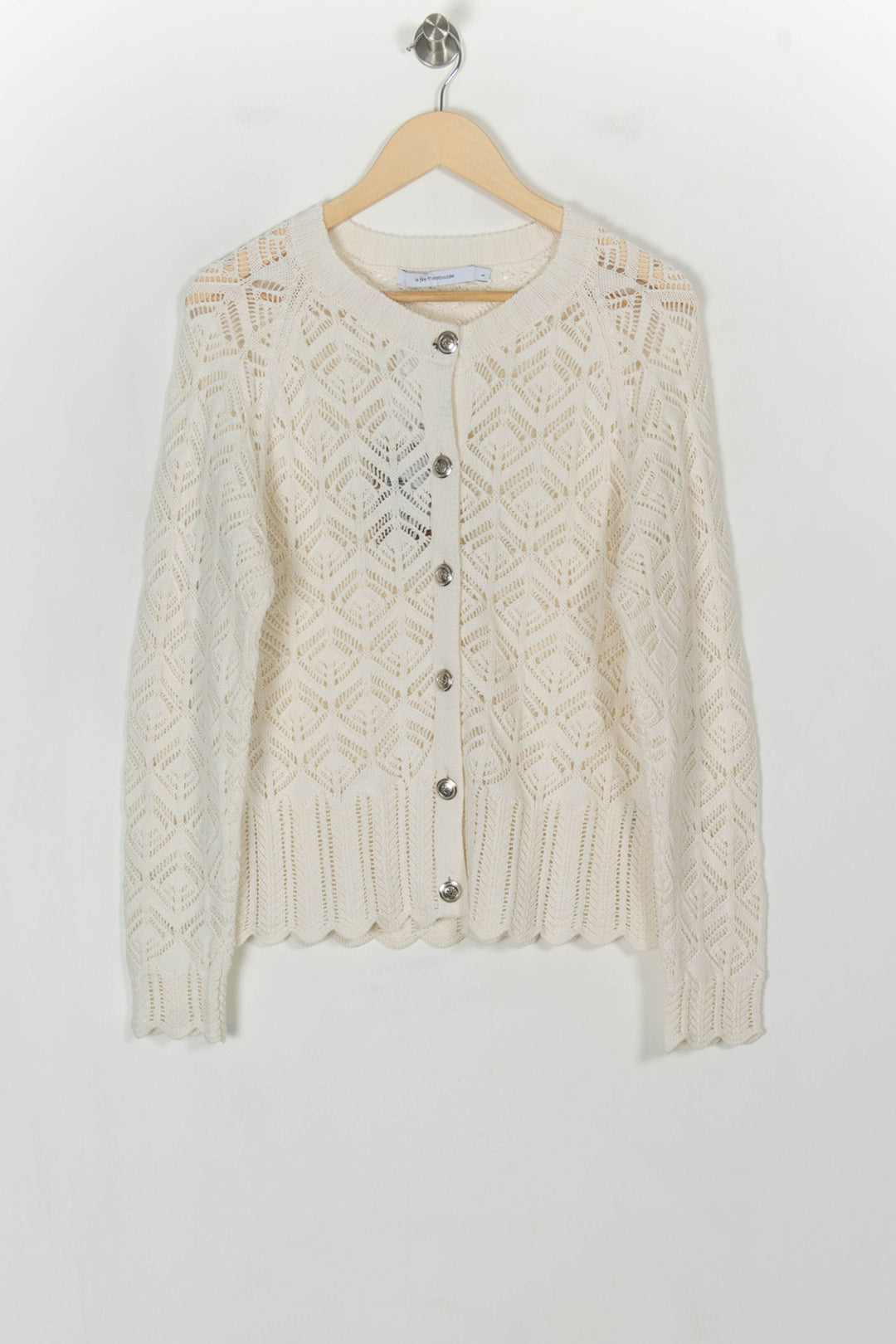 Cardigan Blanc - Taille L/40 de la marque La Fée Maraboutée | PARAD119899 - Vendu par Paradigme - Image 2
