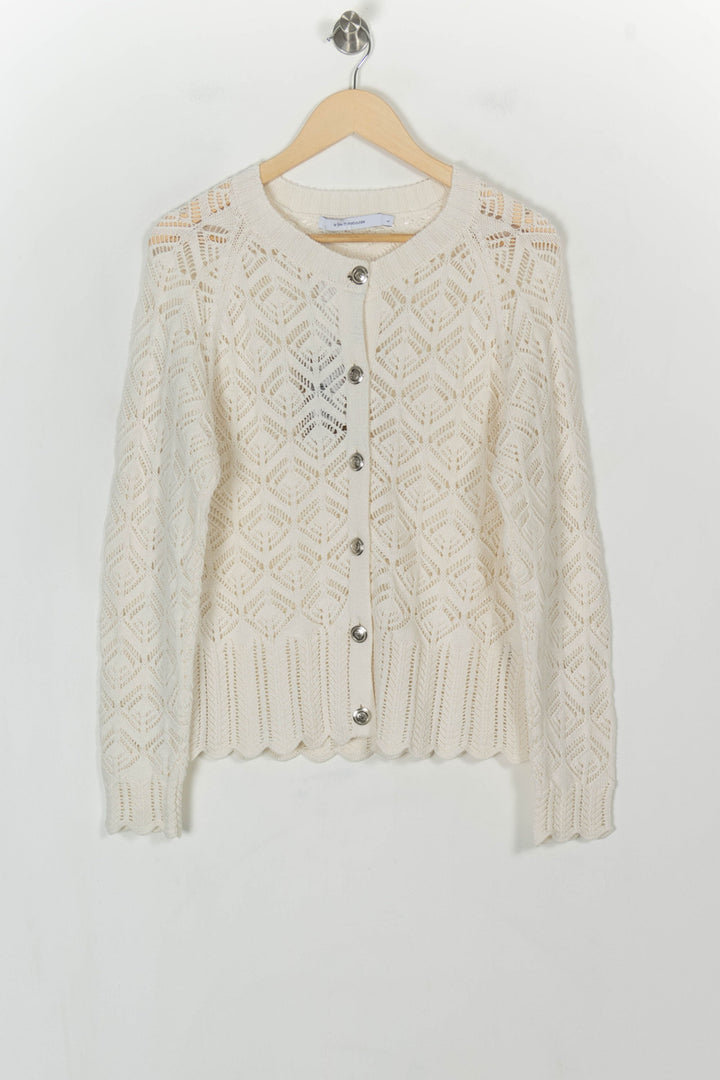 Cardigan Blanc - Taille L/40 de la marque La Fée Maraboutée | PARAD119899 - Vendu par Paradigme - Image 2