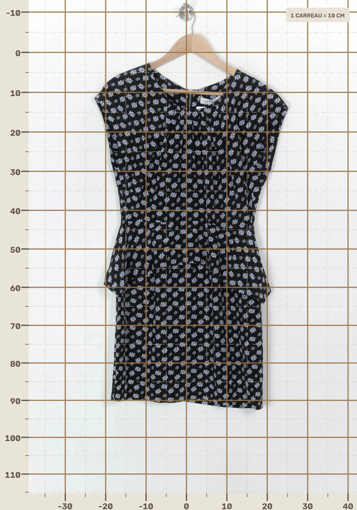 Robe Fleurie Noire et Blanche - Taille L/40 de la marque Sandro | PARAD119907 - Vendu par Paradigme - Image 4