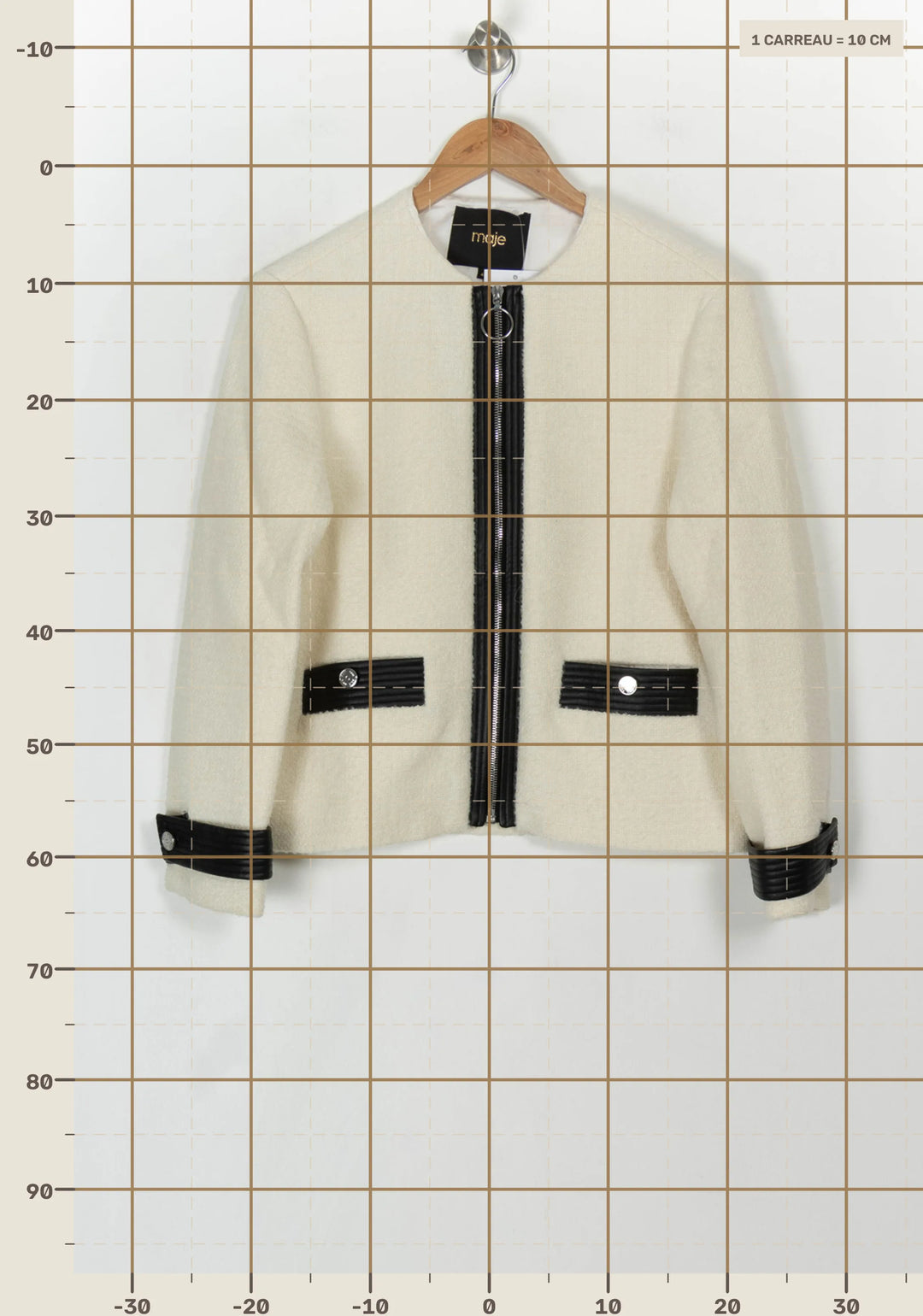 Veste en tweed blanche et noire - Taille L/40 de la marque Maje | PARAD119913 - Vendu par Paradigme - Image 4