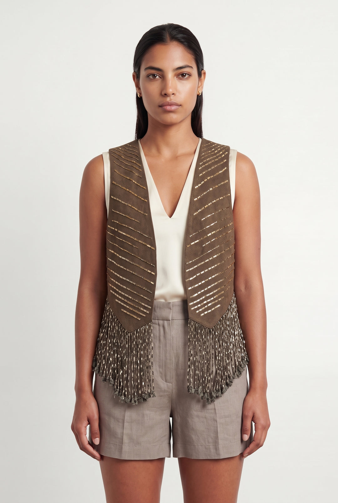 Gilet Marron et Doré - Taille L/40 de la marque Maje | PARAD119918 - Vendu par Paradigme - Image 1