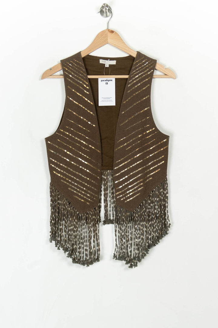 Gilet Marron et Doré - Taille L/40 de la marque Maje | PARAD119918 - Vendu par Paradigme - Image 2