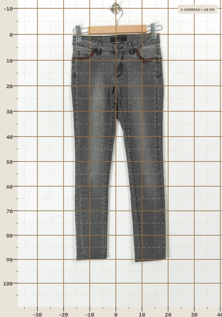 Jean Slim Gris - Taille XS/34 de la marque IKKS | PARAD119929 - Vendu par Paradigme - Image 4