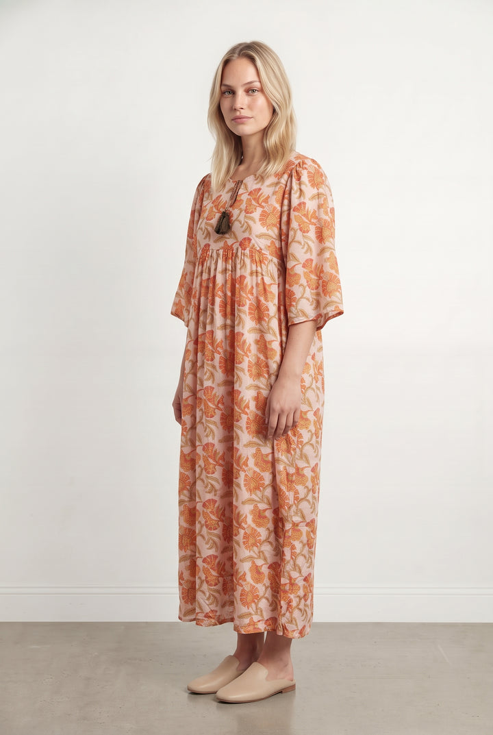 Robe Longue Écrue et Orange - Taille L/40 de la marque Louise Misha | PARAD119935 - Vendu par Paradigme - Image 1